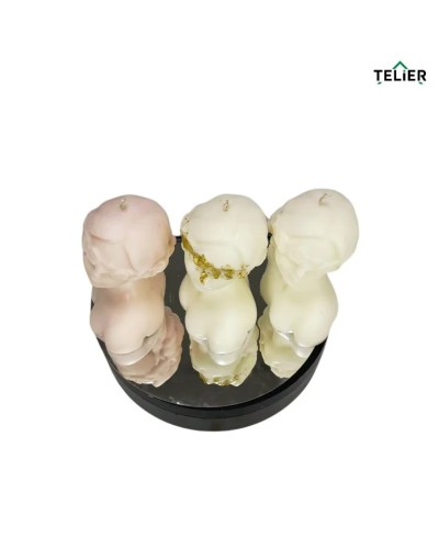 Lumânare handmade bust feminin, decorată cu foiță de aur, ideală pentru cadouri rafinate.