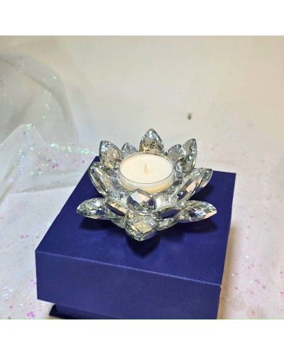 Suport lumânare Lotus din cristal – vedere frontală