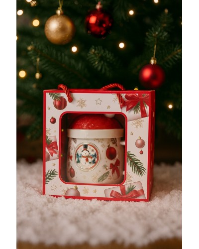 Cană festivă cu Om de Zăpadă – decor perfect pentru iarnă