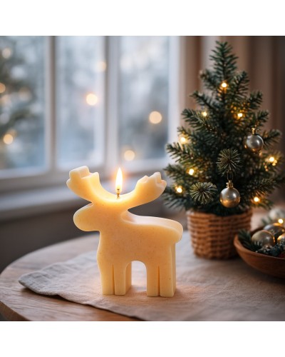 Lumânare decor de iarnă în cutie cadou 10×10 cm – Ren