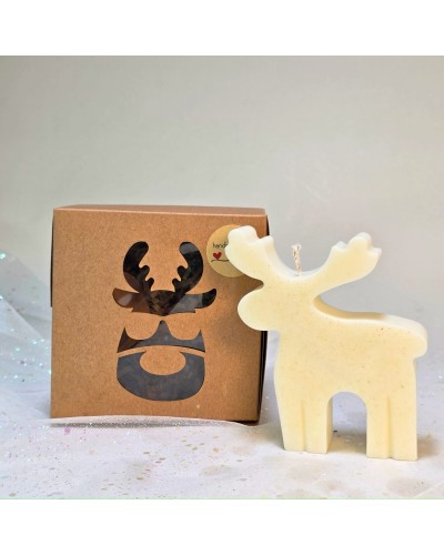Lumânare decor de iarnă în cutie cadou 10×10 cm – Ren