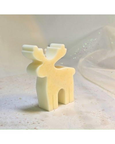 Lumânare decor de iarnă în cutie cadou 10×10 cm – Ren