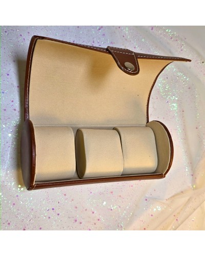 etui pentru ceasuri din piele eco maro cu inchidere metalica