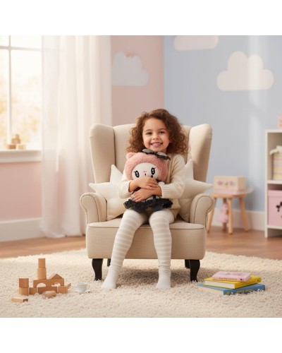 Jucărie de pluș gotic-kawaii roz, 25 cm – cadou decorativ pentru copii