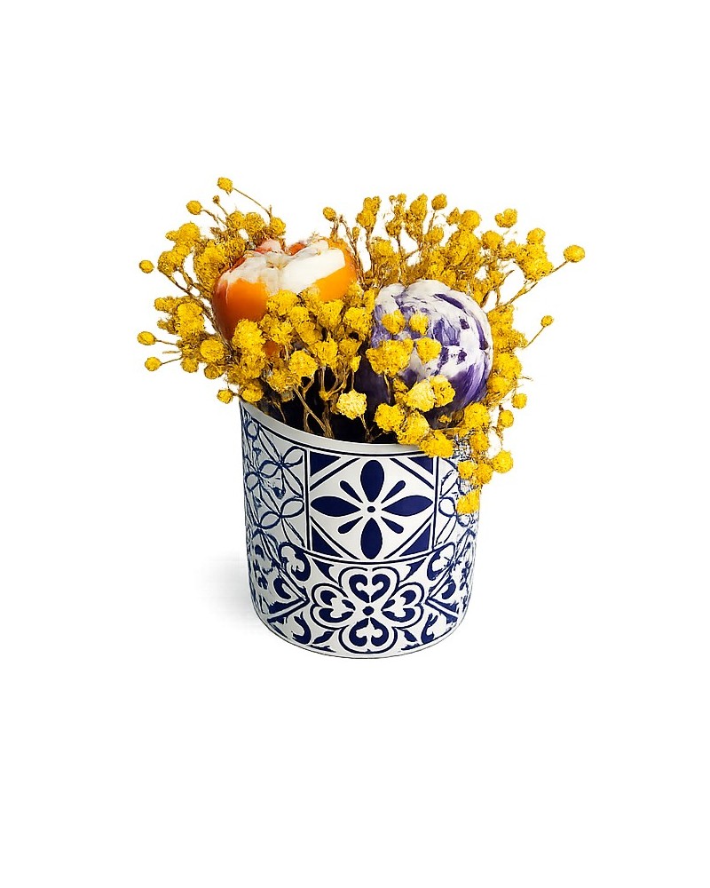Aranjament decorativ în bol ceramic cu flori din ceară de soia | Telier