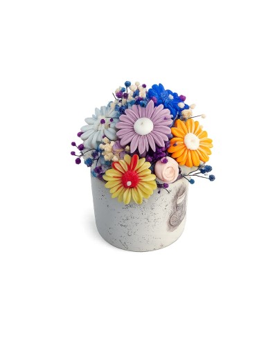 Recipient ceramic cu flori din ceară de soia | Handmade