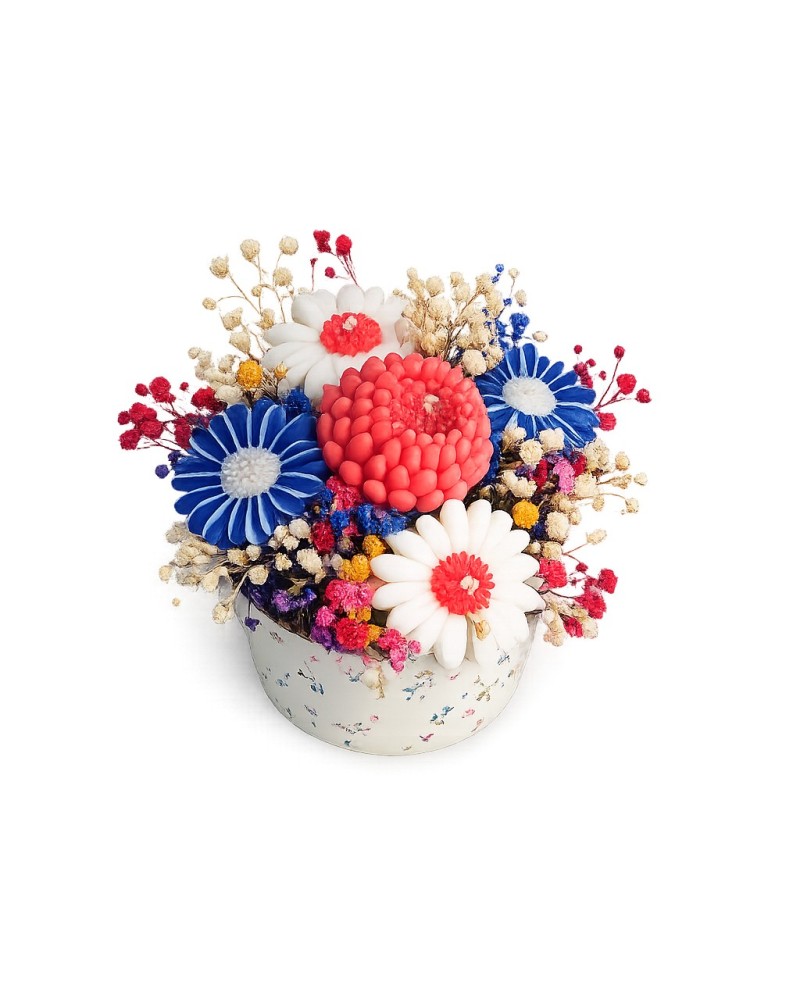 Bol decorativ cu flori din ceară de soia | Handmade