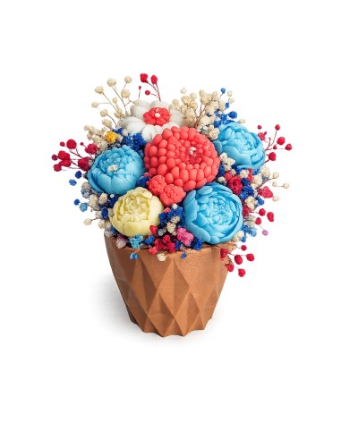 Vas texturat cu flori din ceară de soia | Handmade