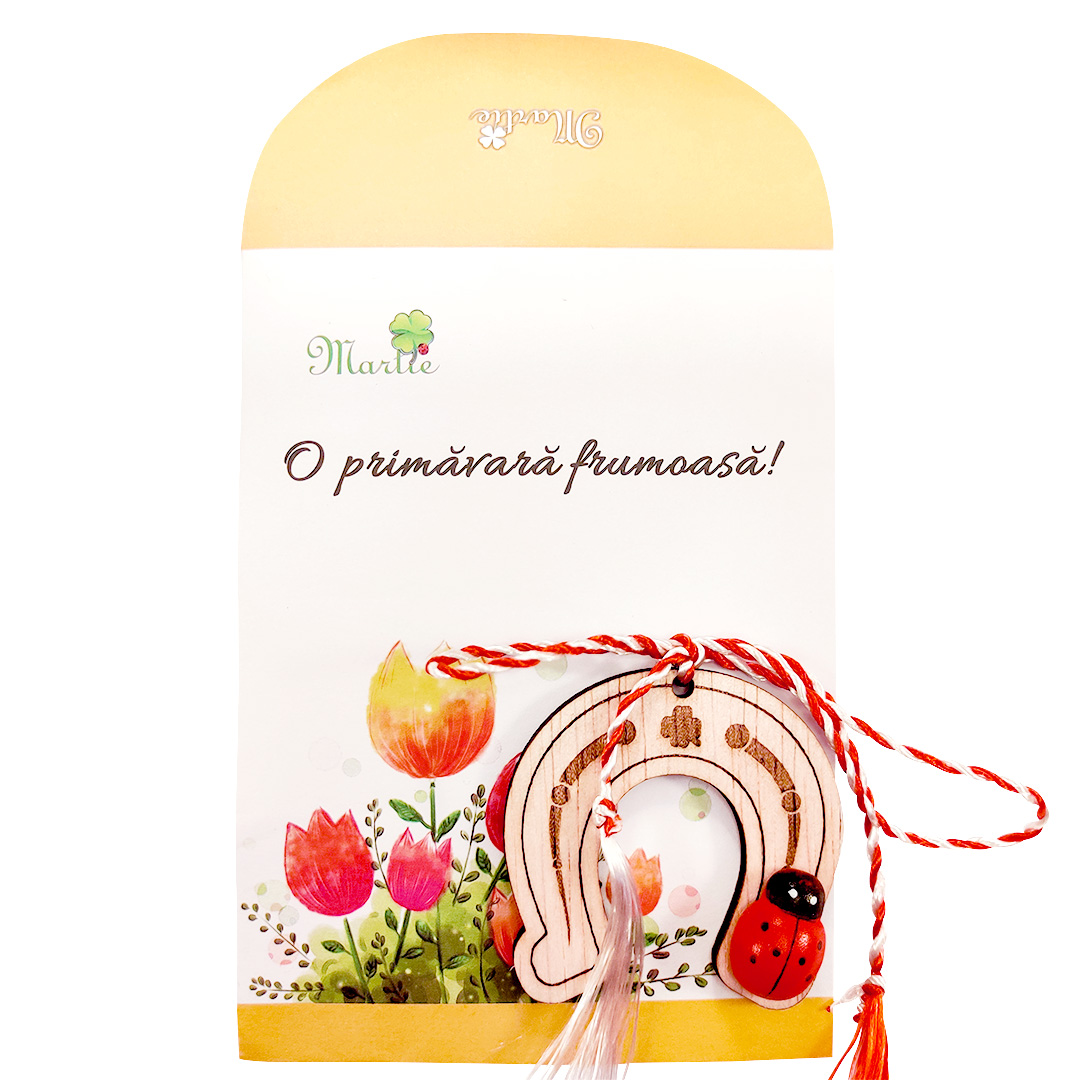 Mărțișor Potcoavă din Lemn cu Magnet – Gravură Handmade - Image 4