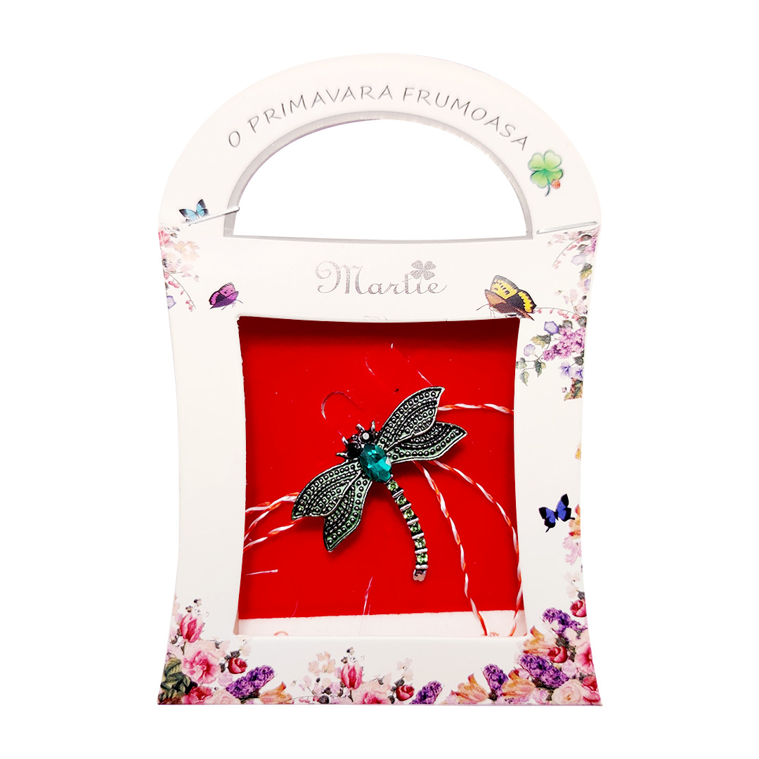 Martisor brosa Libelula colorata si decorata cu pietre sau email - Image 4