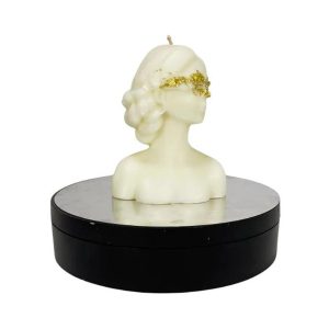 Lumânare decorativă parfumată Zeița Luminii, bust feminin handmade din ceară de soia, 85 g
