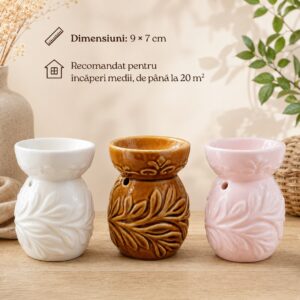 Aromatizator ceramic Frunză în trei culori, pentru încăperi medii de până la 20 m²