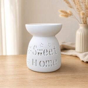 Aromatizator ceramic Sweet Home pentru Wax Melts, alb, 9 × 7 cm