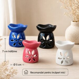 Aromatizator ceramic pentru Wax Melts, disponibil în mai multe culori, 7 × 6 cm